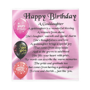 Goddochter Poem - Happy Birthday Notitieblok