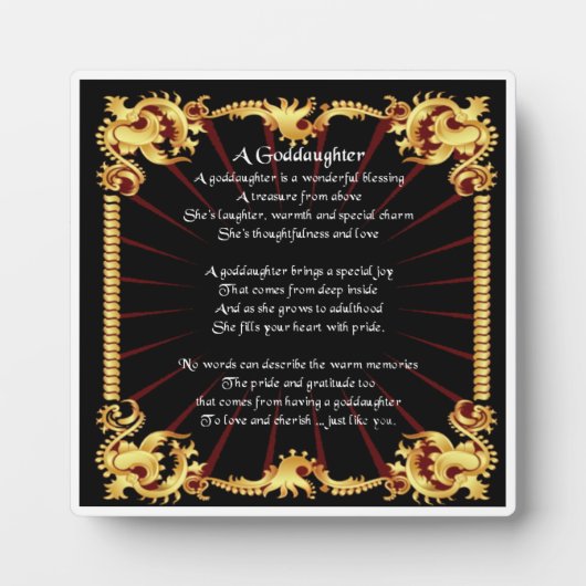 Goddochter Poem Plaque - Zwart design Fotoplaat (Voorkant)