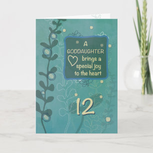 Goddochter Religious 12th Birthday Hand Drawn Kaart