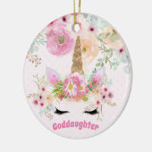 GODDOCHTER Roze Gouden Glitter Bloemen Eenhoorn Ge Keramisch Ornament (Links)