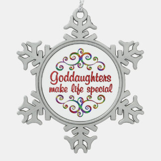 Goddochters maken het leven speciaal tin sneeuwvlok ornament