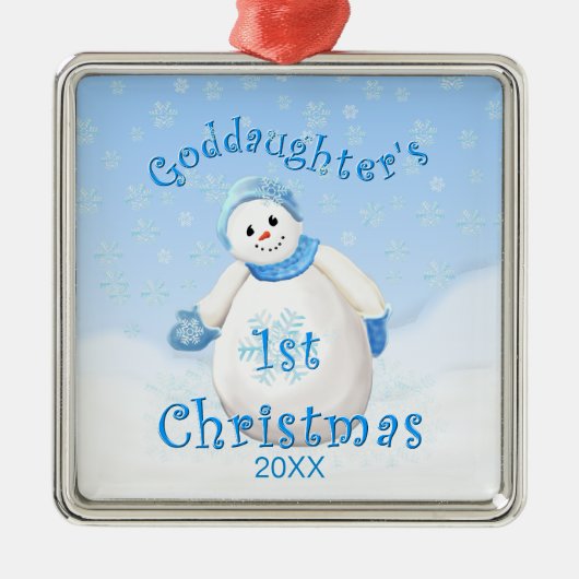 Goddods eerste kerstfeest Snowman Ornament (Voorkant)
