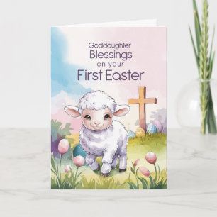 Goddogter Baby's Eerste Pasen Religieus Lammetje Kaart