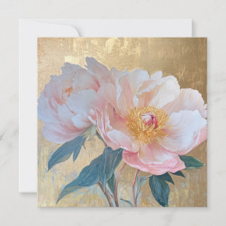 Goden Elegant Pink Peony Flowers Kaart