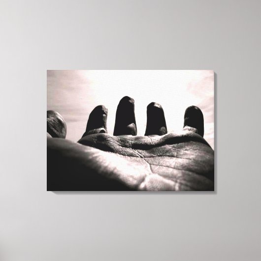Goden reikten hand door healinglove zwart & wit canvas afdruk (Voorkant)