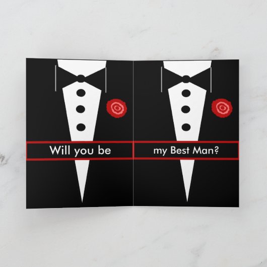 GODFATHER be My Best Man Kaart with Tux and Roos (Binnen)