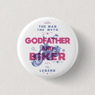 Godfather en biker het man de mythe van de legende ronde button 3,2 cm