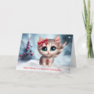 Godfather kerstvakantie met Schattigee kat Kaart