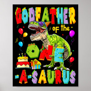 Godfather van de one-a-saurus 1e verjaardag jongen poster