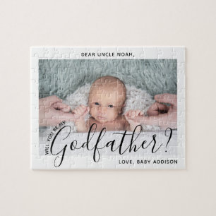 Godfather Voorstel Simple Modern Script Baby Foto Legpuzzel