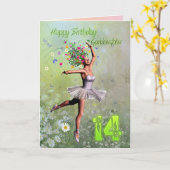 Godgirl age 14, carte d'anniversaire fée fée (Fleur jaune)