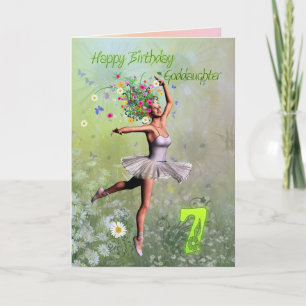 Godgirl age 7, fleur carte d'anniversaire fée