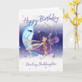 Godgirl Cute carte d'anniversaire, dragon violet a (Fleur jaune)