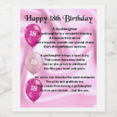 Godgirl Poem Bottle Étiquette 18e anniversaire (Étiquettes simples)