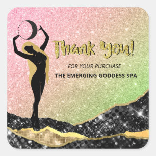 *~* Godin BEDANKT U - Ombre Pastel Glitter Vierkante Sticker