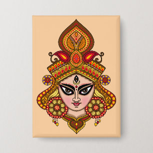 Godin Durga Gezicht Knop Button
