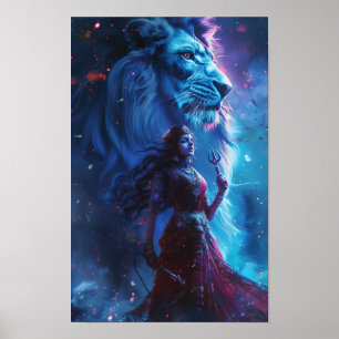 Godin Durga Illustratie Poster - Goddelijke Hindoe