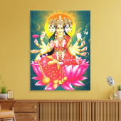 Godin Gayatri Devi op Lotus Hindu Godheid Canvas Afdruk (Insitu (Woonkamer))