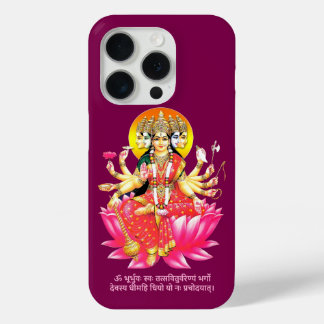 Godin Gayatri Devi op Lotus Hindu Godheid iPhone 15 Pro Case