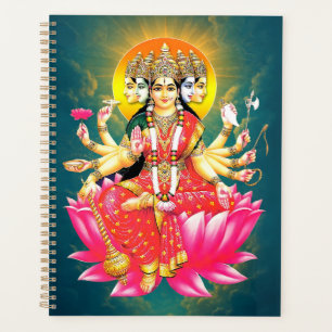 Godin Gayatri Devi op Lotus Hindu Godheid Planner