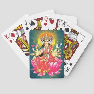 Godin Gayatri Devi op Lotus Hindu Godheid Pokerkaarten
