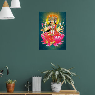 Godin Gayatri Devi op Lotus Hindu Godheid Poster