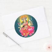 Godin Gayatri Devi op Lotus Hindu Godheid Ronde Sticker (Envelop)