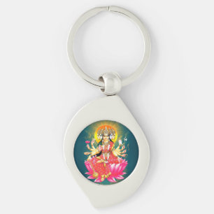 Godin Gayatri Devi op Lotus Hindu Godheid Sleutelhanger