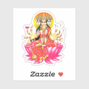 Godin Gayatri Devi op Lotus Hindu Godheid Sticker
