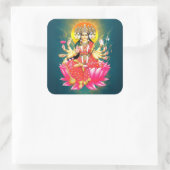 Godin Gayatri Devi op Lotus Hindu Godheid Vierkante Sticker (Tas)