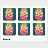 Godin Gayatri Devi op Lotus Hindu Godheid Vierkante Sticker (Vel)