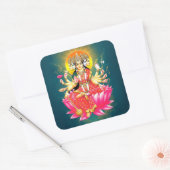 Godin Gayatri Devi op Lotus Hindu Godheid Vierkante Sticker (Envelop)