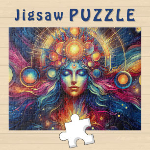 Godin Hoofd gouden ronde Planeten in Haar - Decemb Legpuzzel
