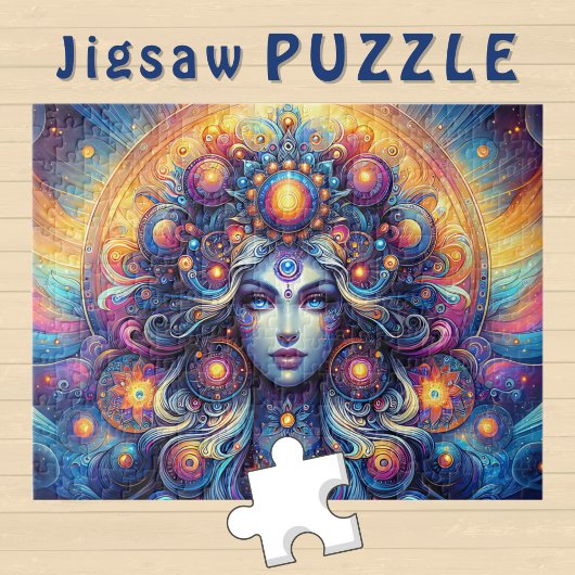 Godin Hoofd Kosmisch Haar Blauwe Ogen September - Legpuzzel