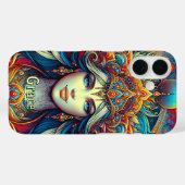 Godin Hoofd vloeiend turquoise Haar April - Case-Mate iPhone Case (Achterkant (horizontaal))