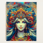 Godin Hoofd vloeiend turquoise Haar April - Planner (Voorkant)