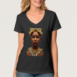 Godin Meisje Half Afrikaans Half Koreaans Met Grot T-shirt