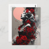 Godin met Red Roses Briefkaart (Voorkant / Achterkant)