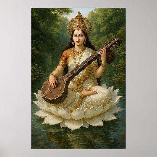 Godin Saraswati De goddelijke muze van kennis Poster (Voorkant)
