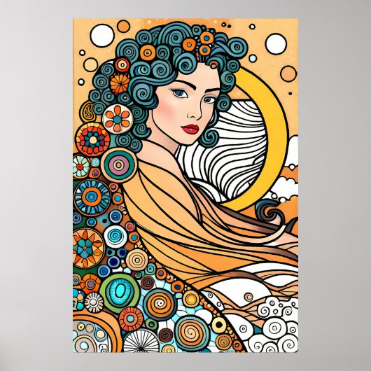 godin schilderij schepper diversiteit oceaan creat poster (Voorkant)