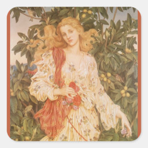 Godin van bloesems en bloemen, Flora door Morgan Vierkante Sticker