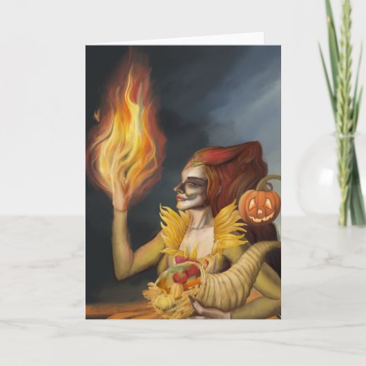 Godin van de herfst kaart (Voorkant)
