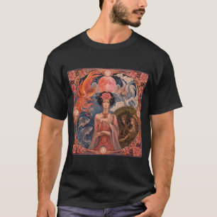 Godin van de Vier Elementen - Art Nouveau, Roze M T-shirt