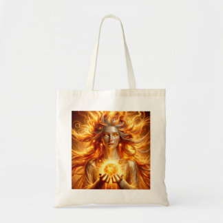 Godin van de zon tote bag