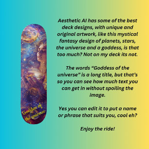 Godin van het universum skateboard