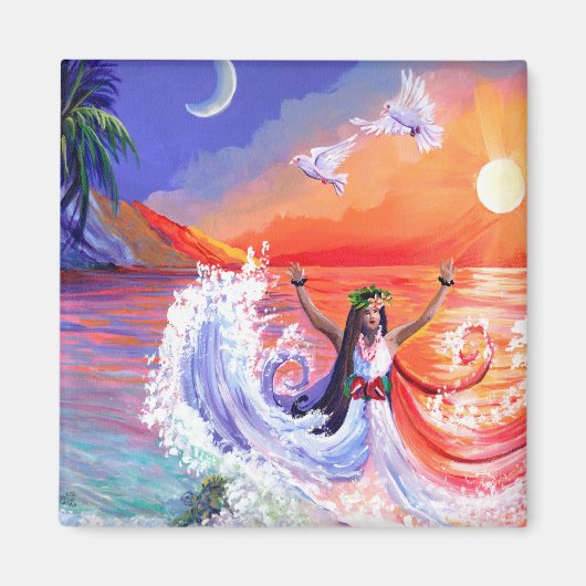 Godin van Intuïtie in Hawaii Beach Magnet Magneet (Voorkant)