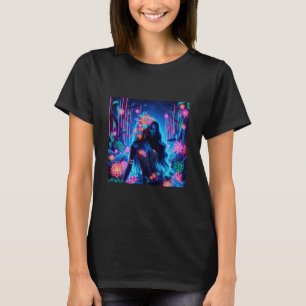 Godin van Licht Neon gloed Bos fantasy kunst T-shirt