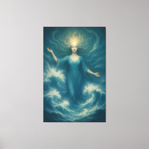 Godin van Oceanische Straling – Getijdenlicht Aura Canvas Afdruk