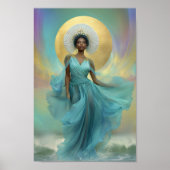 Godin Yemoja Luxe Turquoise Goud Poster (Voorkant)