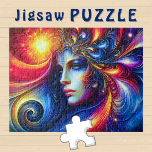 Godinnenhoofd blauwe Krullen in Haar November - Legpuzzel